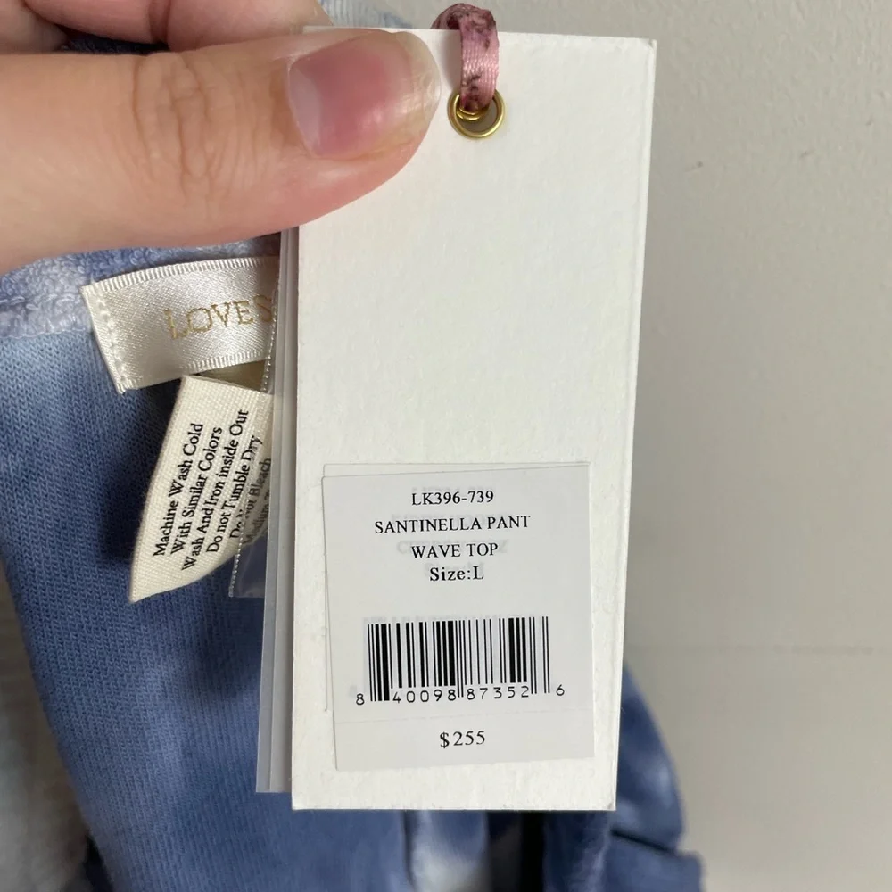 LoveShackFancy Santinella Tie Dyed Lounge Pant Blue Size Large NWT - Picture 5 of 7